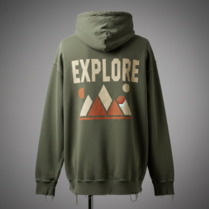 Vintage Olive "Route 88" Graphic Hoodie